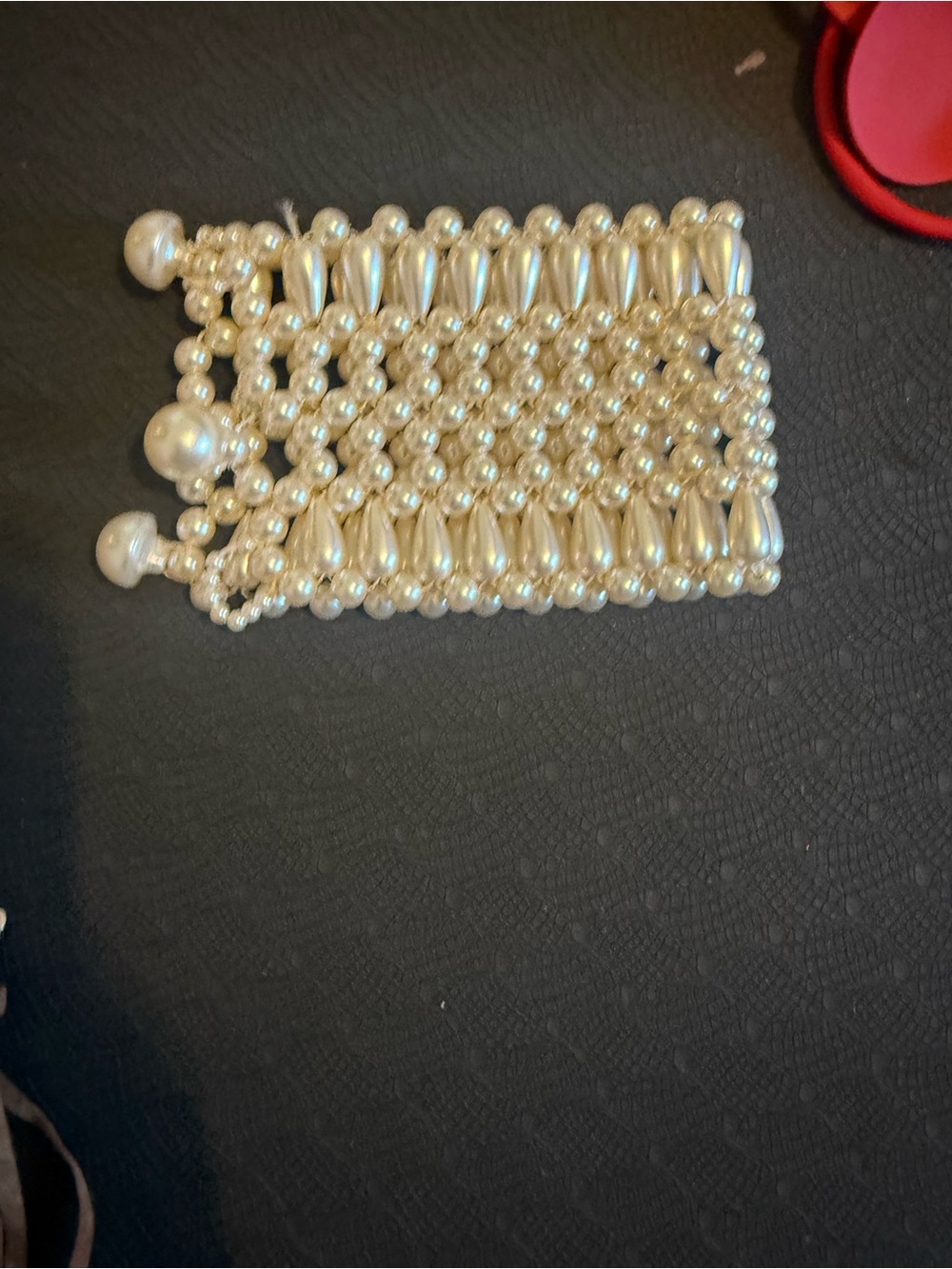 Pearl Beaded Wide Bracelet - Ivory 12
